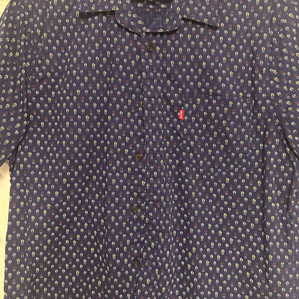 Levis Blue Button Up With Cactus Pattern - image 2